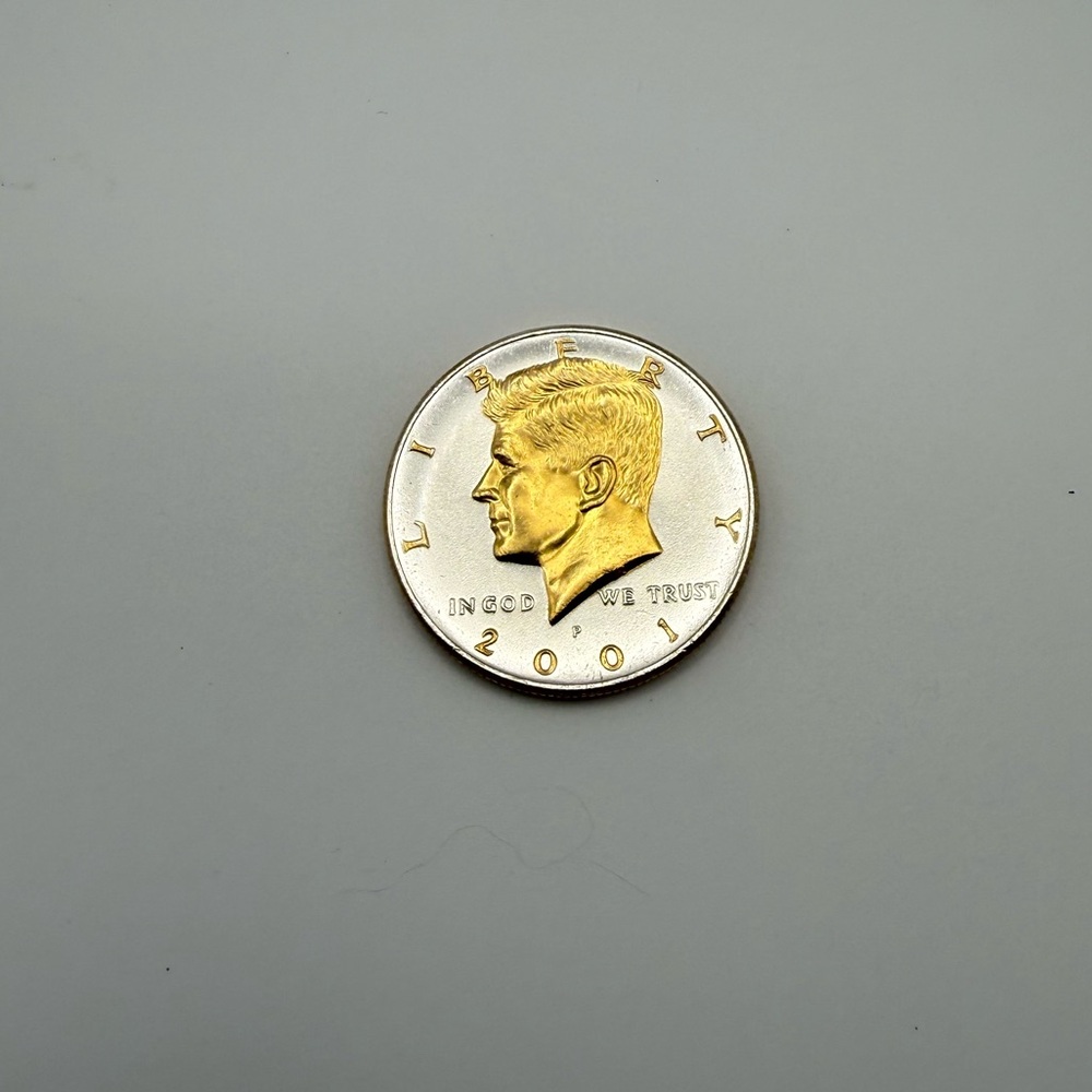 2001-P Kennedy 24K Gold - .999 Silver Plated Half Dollar Danbury Mint